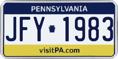PA license plate JFY1983
