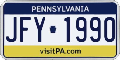 PA license plate JFY1990