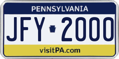 PA license plate JFY2000