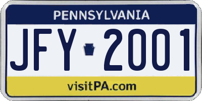 PA license plate JFY2001