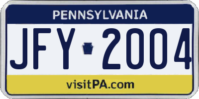 PA license plate JFY2004