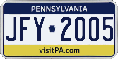 PA license plate JFY2005