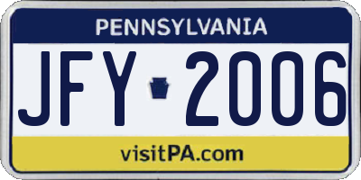 PA license plate JFY2006