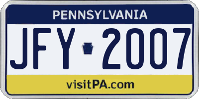 PA license plate JFY2007
