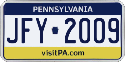 PA license plate JFY2009