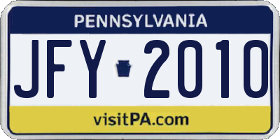 PA license plate JFY2010