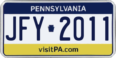 PA license plate JFY2011
