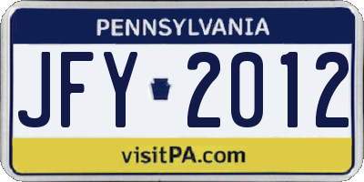 PA license plate JFY2012