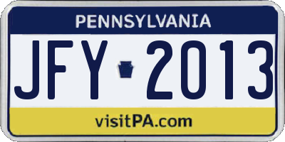 PA license plate JFY2013