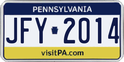 PA license plate JFY2014