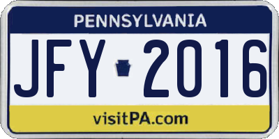 PA license plate JFY2016