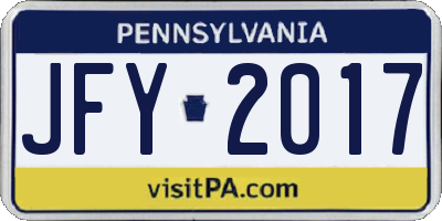 PA license plate JFY2017