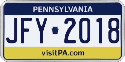 PA license plate JFY2018