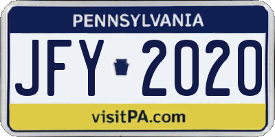 PA license plate JFY2020