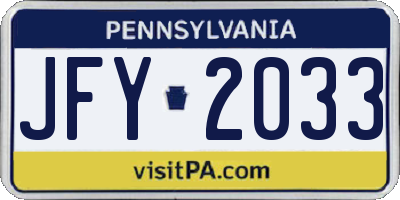 PA license plate JFY2033