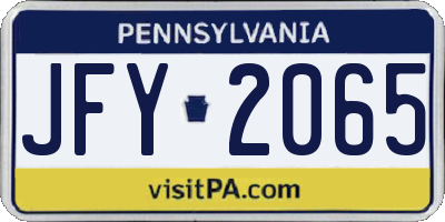 PA license plate JFY2065