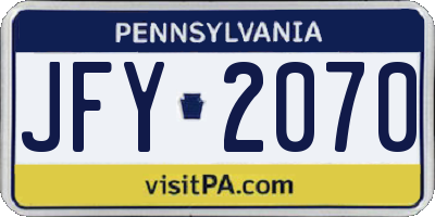 PA license plate JFY2070