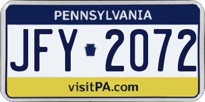 PA license plate JFY2072