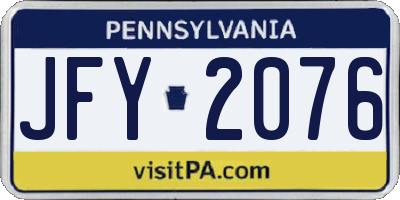 PA license plate JFY2076