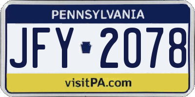 PA license plate JFY2078
