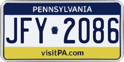 PA license plate JFY2086