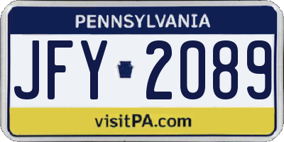 PA license plate JFY2089