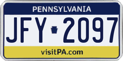 PA license plate JFY2097