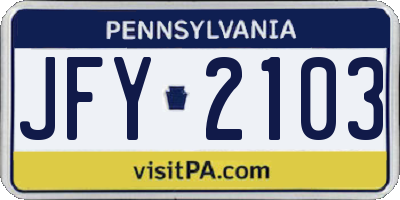 PA license plate JFY2103