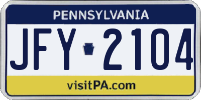 PA license plate JFY2104