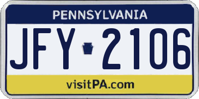 PA license plate JFY2106