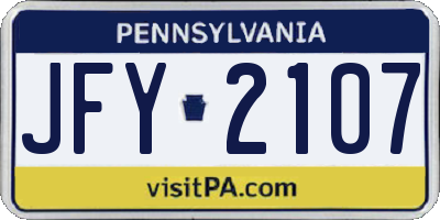 PA license plate JFY2107