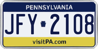 PA license plate JFY2108
