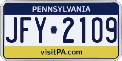 PA license plate JFY2109