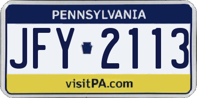PA license plate JFY2113