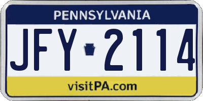 PA license plate JFY2114
