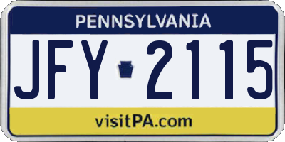 PA license plate JFY2115