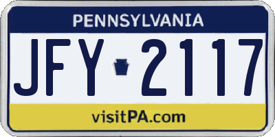 PA license plate JFY2117