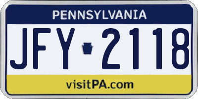 PA license plate JFY2118