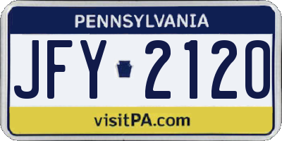 PA license plate JFY2120