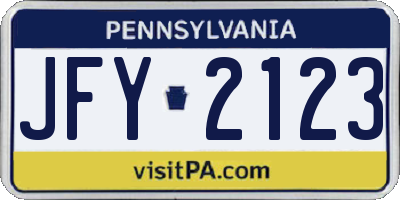 PA license plate JFY2123