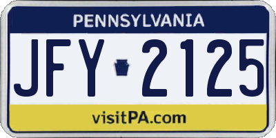 PA license plate JFY2125