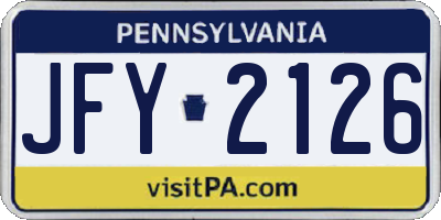 PA license plate JFY2126