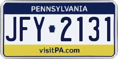 PA license plate JFY2131