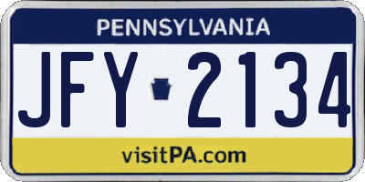 PA license plate JFY2134