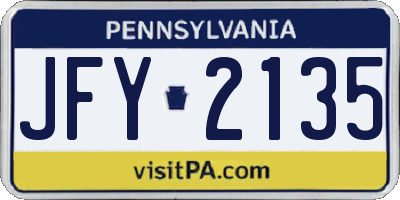 PA license plate JFY2135