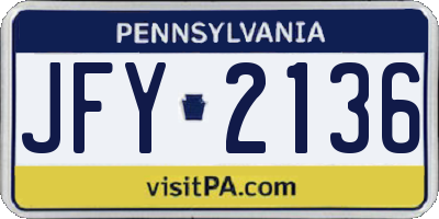PA license plate JFY2136