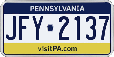 PA license plate JFY2137