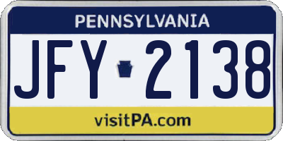 PA license plate JFY2138