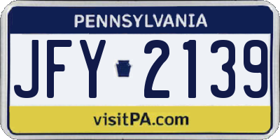PA license plate JFY2139