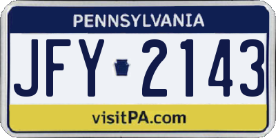 PA license plate JFY2143